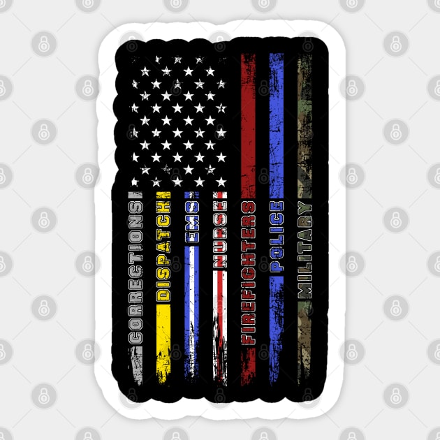 First Responders Hero Flag Nurse EMS Police Fire Military Sticker by neonatalnurse